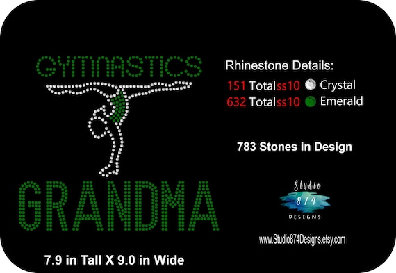 Rhinestone Transfer Template Pattern Stencil - Gymnastics Grandma -  DOWNLOAD Stencil - DIY - Sticky Flock Template