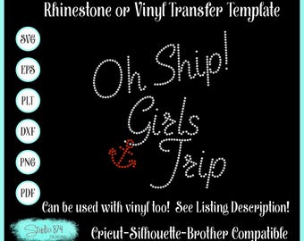 Cruise Rhinestone SVG Template - Girls Trip Sticky Flock or Faux Rhinestone Instant Download