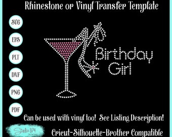 Birthday Girl Rhinestone SVG Template - Sticky Flock EPS Instant Download