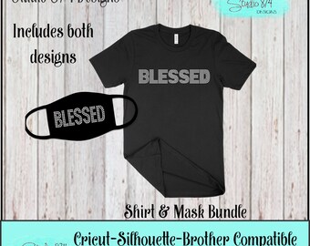 Blessed Bundle Rhinestone SVG Template - EPS Sticky Flock Instant Download - Shirt and Mask Designs