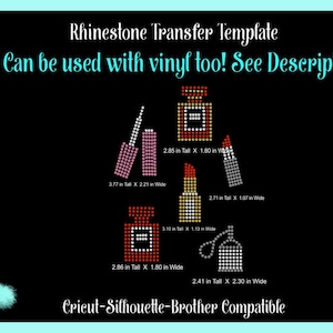 Make Up Kit Rhinestone Instant Download SVG, EPS Digital Transfer Template - Lipstick Mascara Purfume