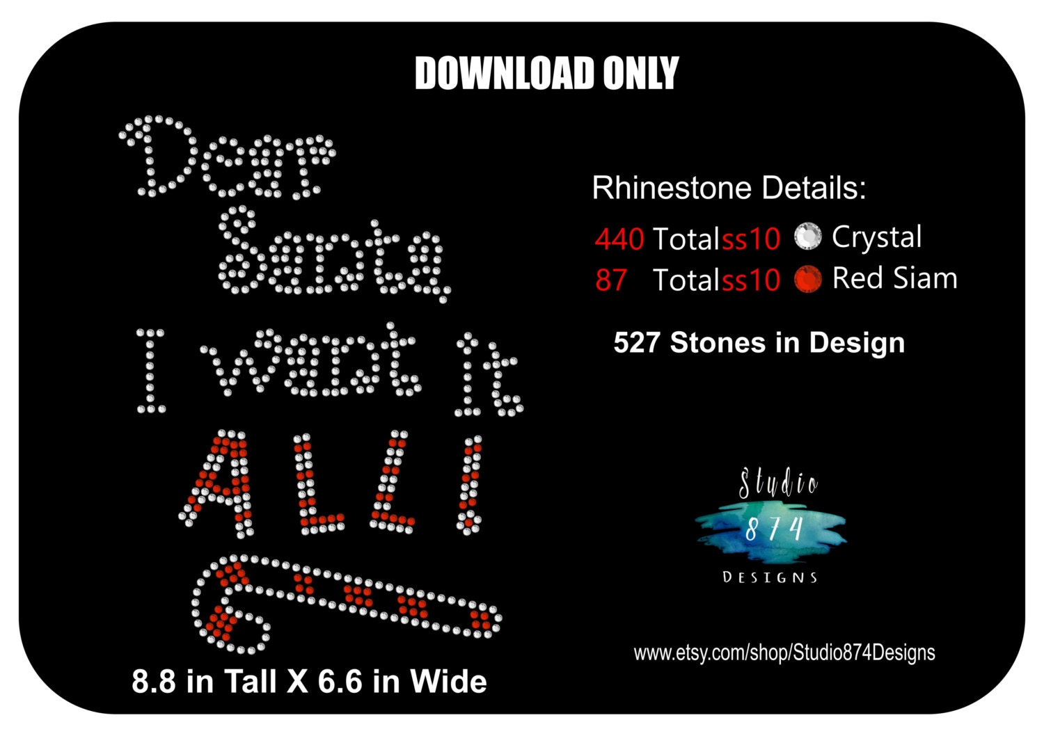 Rhinestone Transfer Template Pattern Stencil Christmas - Santa ...