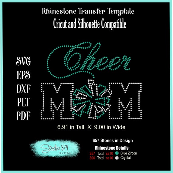 Cheer Rhinestone Transfer Template- Cheer Mom SVG Instant Download