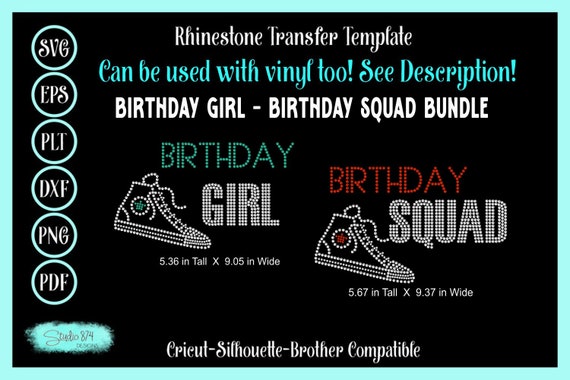 Birthday Girl Squad Rhinestone SVG Bundle - Converse - Faux Rhinestone Design