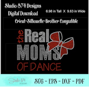 Dance Rhinestone Transfer Template Bow SVG Instant Download - The Real Moms of Dance