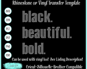 Black Bold Rhinestone SVG Template: Cricut Silhouette (Digital Download)