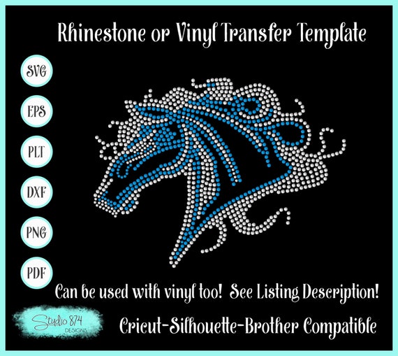 Horse Rhinestone SVG Template - School Mascot EPS Instant Download