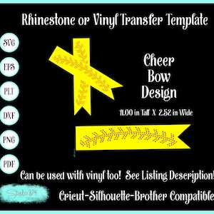 Cheer Bow - Softball Baseball - Rhinestone SVG Transfer Template - Digital Download EPS