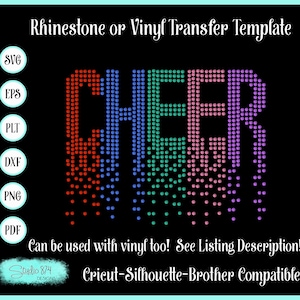 Cheer Rhinestone SVG Template - EPS Sticky Flock Instant Download