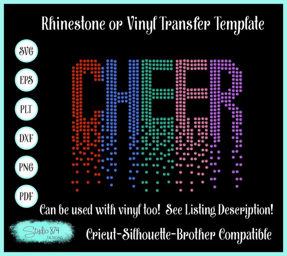 Cheer Rhinestone SVG Template - EPS Sticky Flock Instant Download