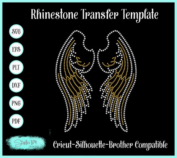 Angel Wings Rhinestone SVG EPS Instant Download File - Small