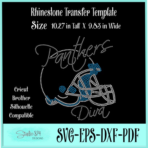 Instant Download Rhinestone SVG EPS File Panthers Diva Football