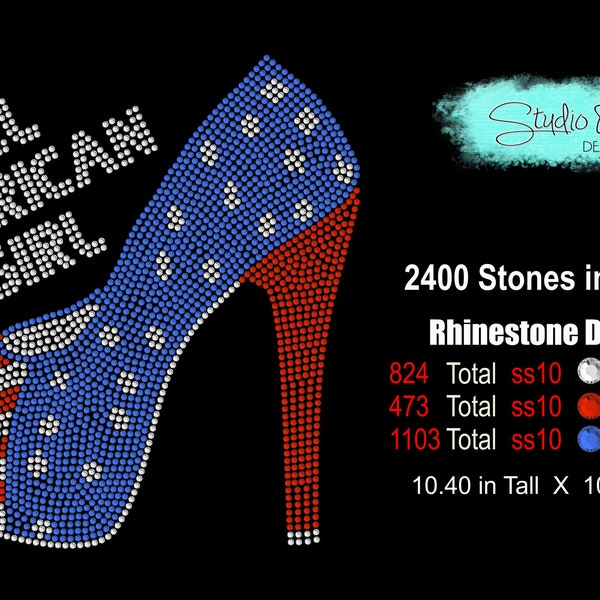 Patriotic Rhinestone SVG Transfer Template - All American Girl Shoe EPS Digital  Instant Download
