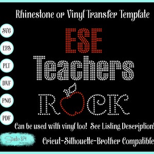 ESE Teacher Rhinestone Flock Template - Faux Rhinestone SVG