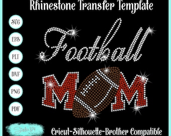 Football Mom Rhinestone SVG Template - EPS Instant Download