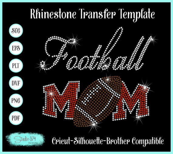 Football Mom Rhinestone SVG Template - EPS Instant Download