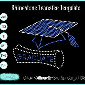Graduation Rhinestone SVG Digital Download Template - Graduate - Grad Cap