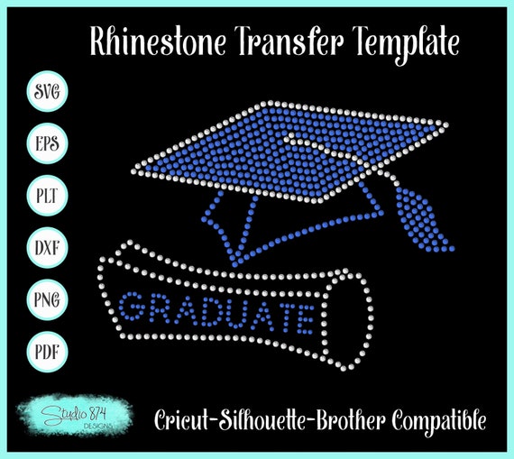 Graduation Rhinestone SVG Digital Download Template - Graduate - Grad Cap