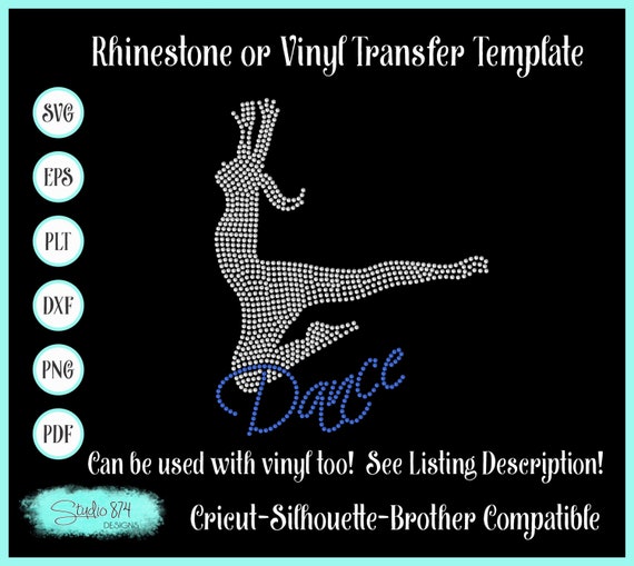 Dance Rhinestone SVG Template - Faux Rhinestone Vinyl Download - Sticky Flock Stencil