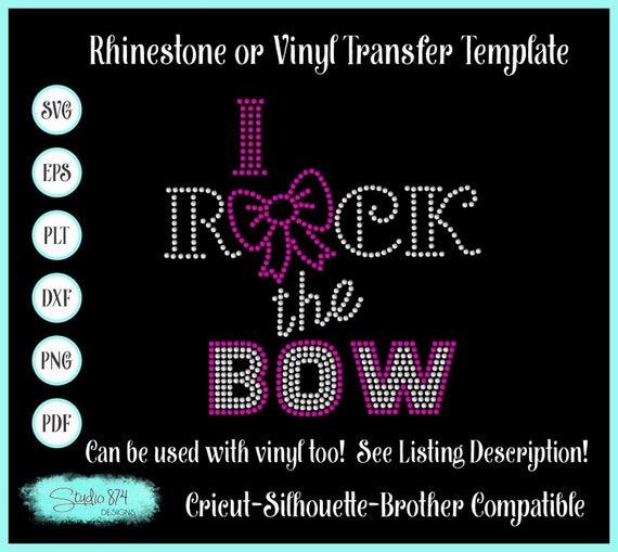 Rock the Bow Rhinestone SVG Template - Cheerleading EPS Sticky Flock Template