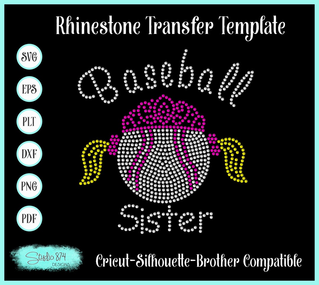 Baseball Sister Rhinestone SVG Transfer Template - Bling EPS Digital ...
