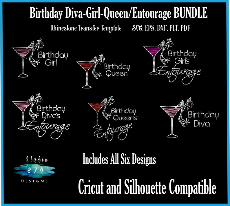 Download Birthday Diva Queen Girl Entourage Rhinestone SVG Transfer ...