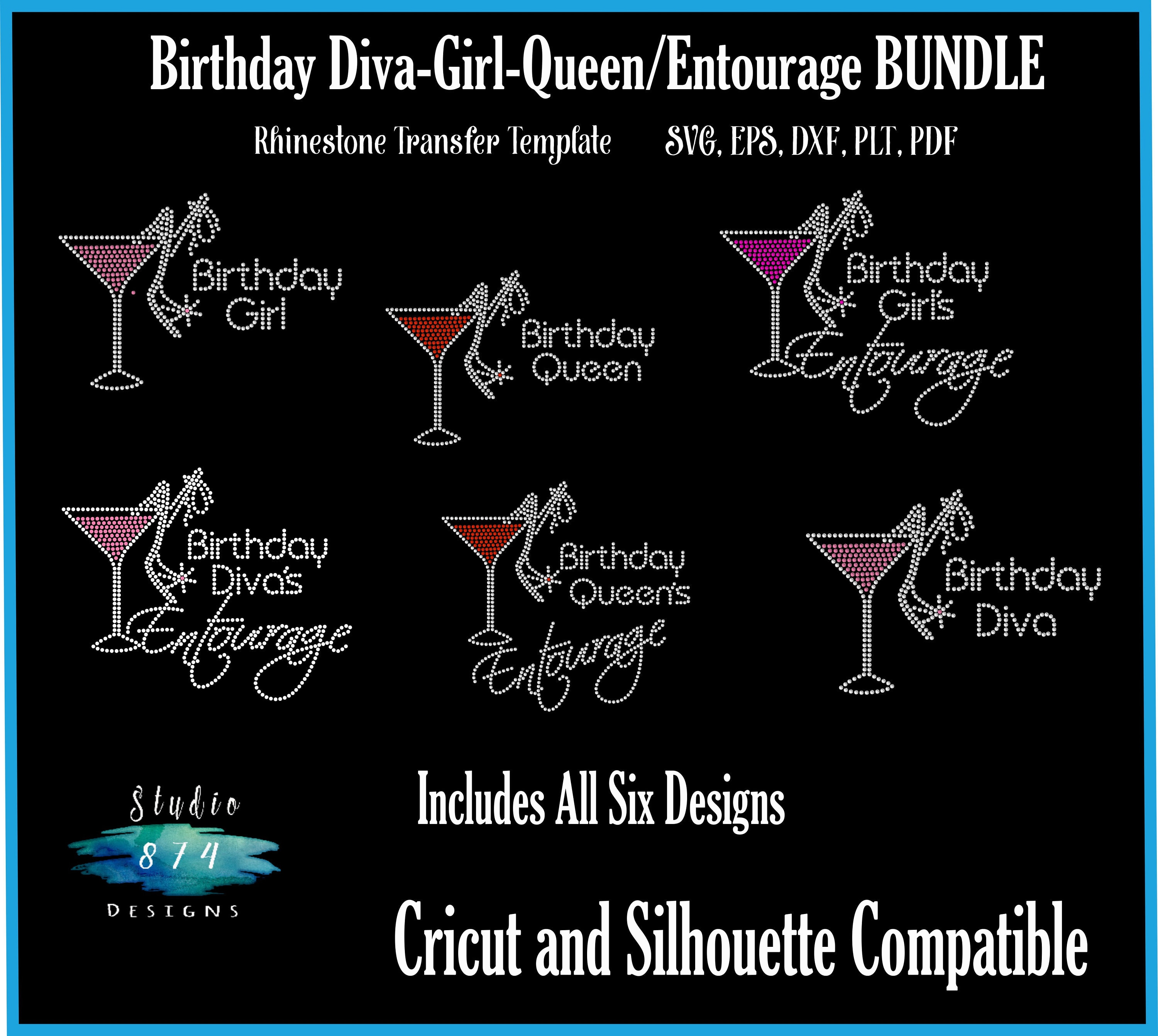 Download Birthday Diva Queen Girl Entourage Rhinestone SVG Transfer | Etsy