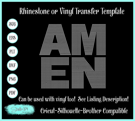 Faith Rhinestone SVG Transfer Template - Amen EPS Digital Download