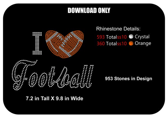 Rhinestone Transfer Template Pattern Stencil I Love Football -  Rhinestone Transfer Template-Pattern-Stencil - DIY - Sticky Flock