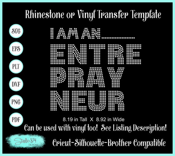 Faith Rhinestone SVG Template - Entreprayneur Faux Rhinestone Design - Cricut Sticky Flock Digital Download