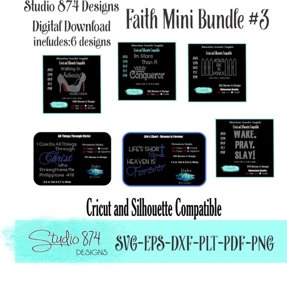 Faith Mini Bundle 3 -  Rhinestone Bling Digital SVG Download - Rhinestone SVG Files - 6 designs