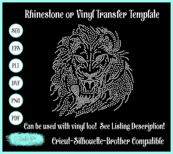 Lion Rhinestone SVG Template - Mascot Sticky Flock Download - Faux Rhinestone Vinyl Design - Instant Download
