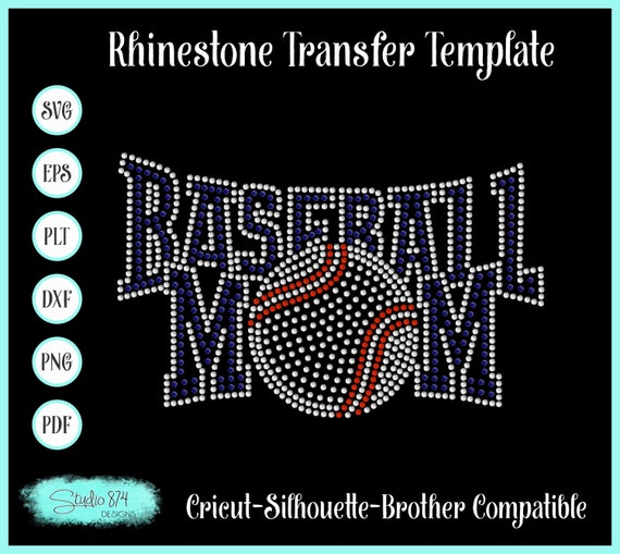 Baseball Mom Rhinestone SVG Template -  EPS digital download