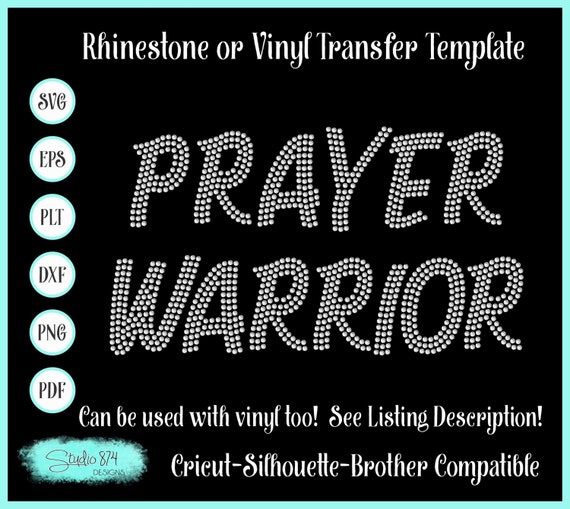 Faith Rhinestone SVG Template - Prayer Warrior Sticky Flock Download - Faux Rhinestone Design