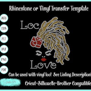 Loc Love Afro Diva Rhinestone SVG - EPS Sticky Flock Instant Download