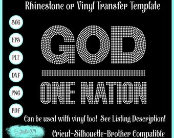 One Nation Under God Rhinestone SVG Template – Faux Rhinestone Design (Digital Download)