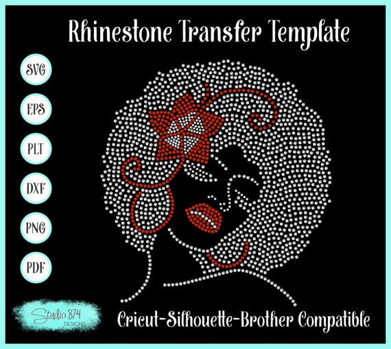 Afro Girl Rhinestone SVG Instant Download EPS Digital Download