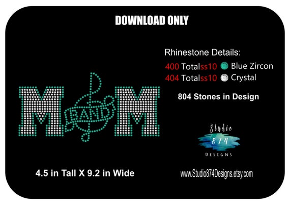 Rhinestone Transfer Template Pattern Stencil - Band Mom -  School Bling - Transfer - DIY - Sticky Flock - Marching - Music