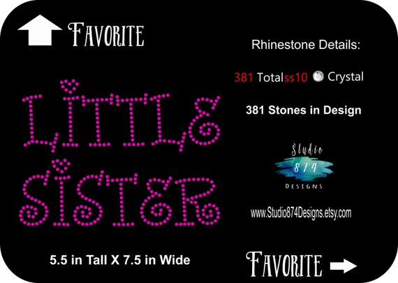 Rhinestone Transfer Template Pattern- Little Sister DOWNLOAD Stencil - DIY - Sticky Flock Template