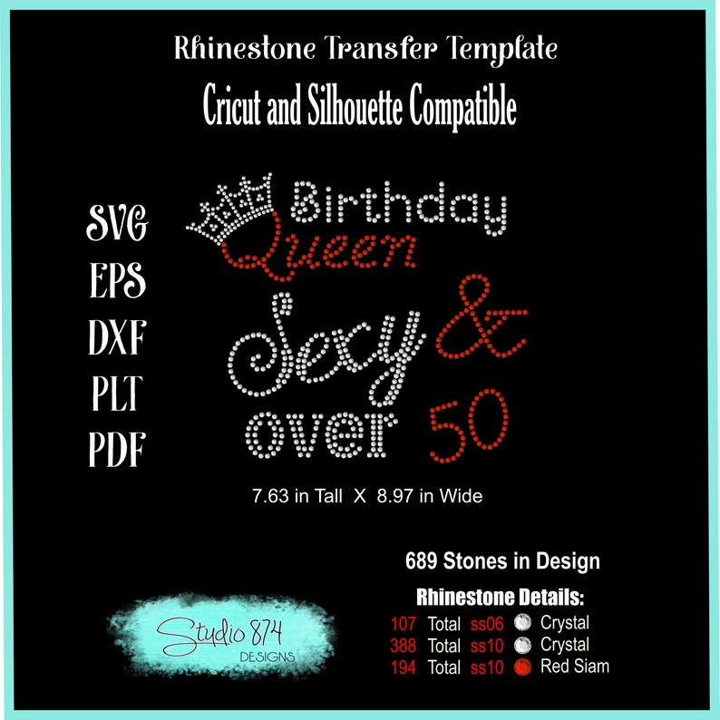 Download Birthday Queen Rhinestone Template Bundle SVG Download 3 ...