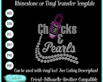 Chucks and Pearls Rhinestone SVG Template – Faux Rhinestone Design (Digital Download)