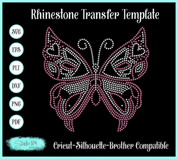 Butterfly Rhinestone SVG template - EPS Instant Download Sticky Flock Stencil