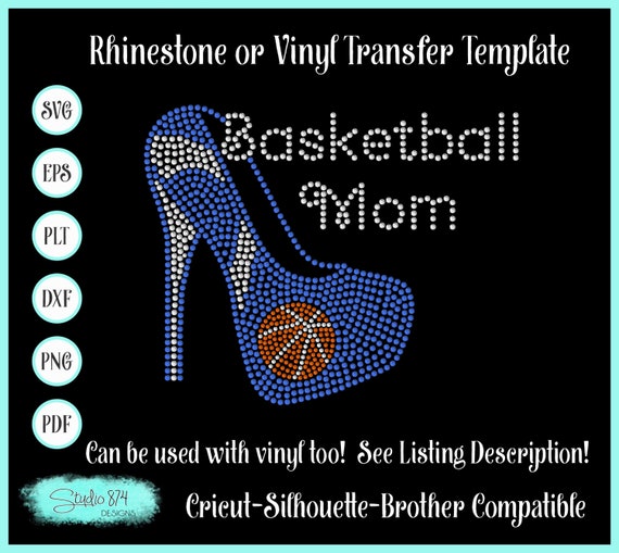 Basketball Mom Rhinestone SVG Template - Sticky Flock EPS Instant Download