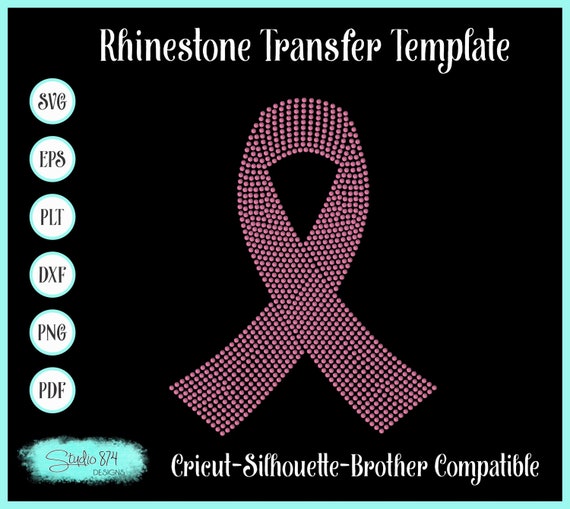 Awareness Ribbon Rhinestone SVG, EPS Digital Transfer Template  - 9 Inch