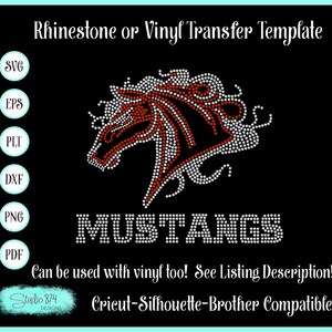 Mustang Rhinestone SVG Template - School Mascot EPS Digital Download