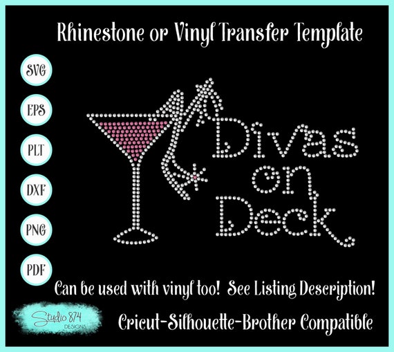 Cruise Rhinestone SVG Template - Diva Bling Design - Faux Rhinestone Vinyl Instant Download - Sticky Flock Stencil