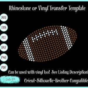 Rhinestone Football SVG Template - Football Sticky Flock Instant Download - Faux Rhinestone Design