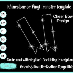 Cheer Bow - Outline - Rhinestone SVG Transfer Template - Digital Download Faux Rhinestone