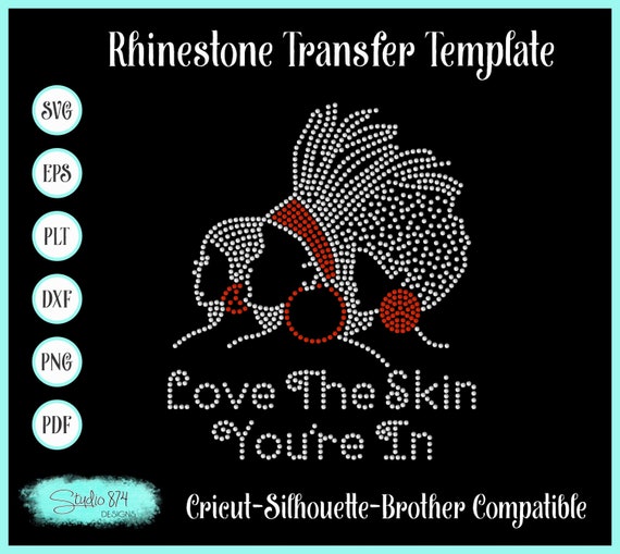 Afro Girl Rhinestone SVG Template - Instant Download - Faux Rhinestone Design - Rhinestone Shirt Design