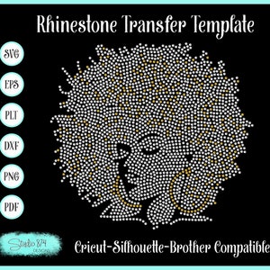 Afro Girl 3 Rhinestone Instant Download SVG, EPS Digital Transfer Template - Cricut and Silhouette Compatible